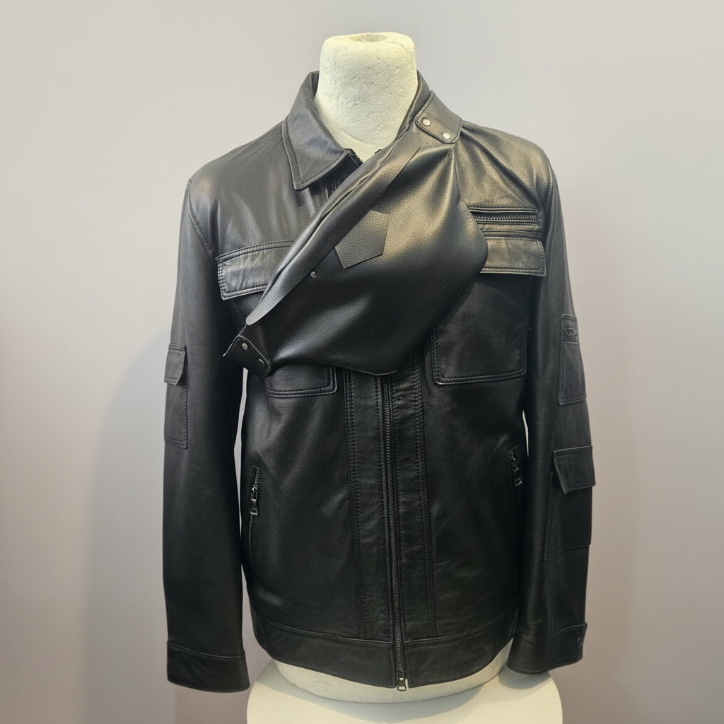 Black 🖤 Premium Men’s Multi-Pocket Leather Jacket