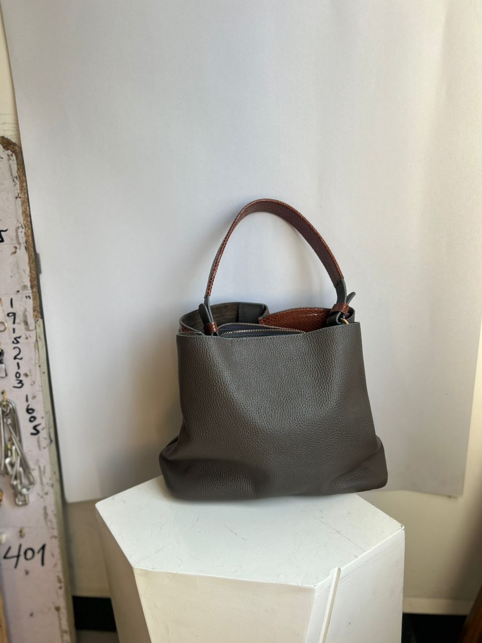 Two-Tone Leather Handbag with 'GG' Logo
