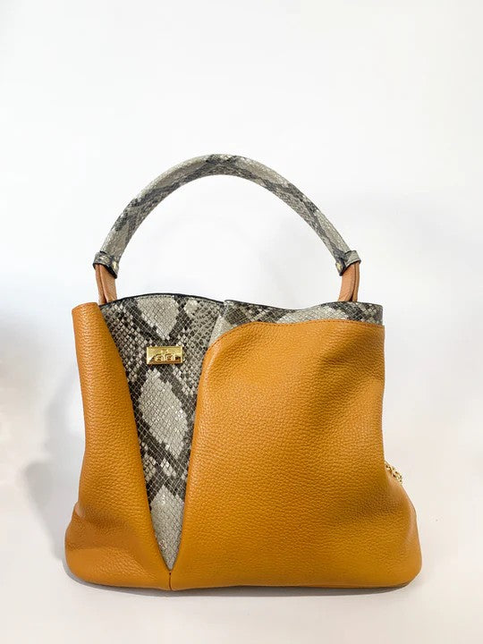 Two-Tone Leather Handbag with 'GG' Logo