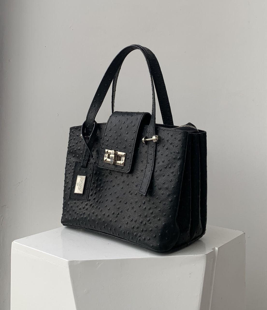 🖤Black Ostrich-Texture Structured Handbag