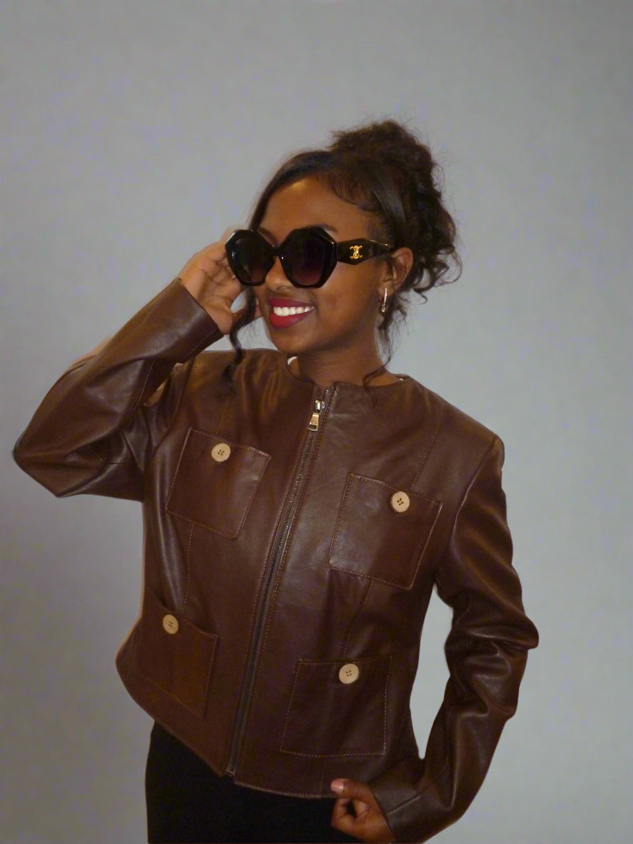 Women's Zip-Up Leather Jacket – Sleek and Modern Leather Jacket for Women