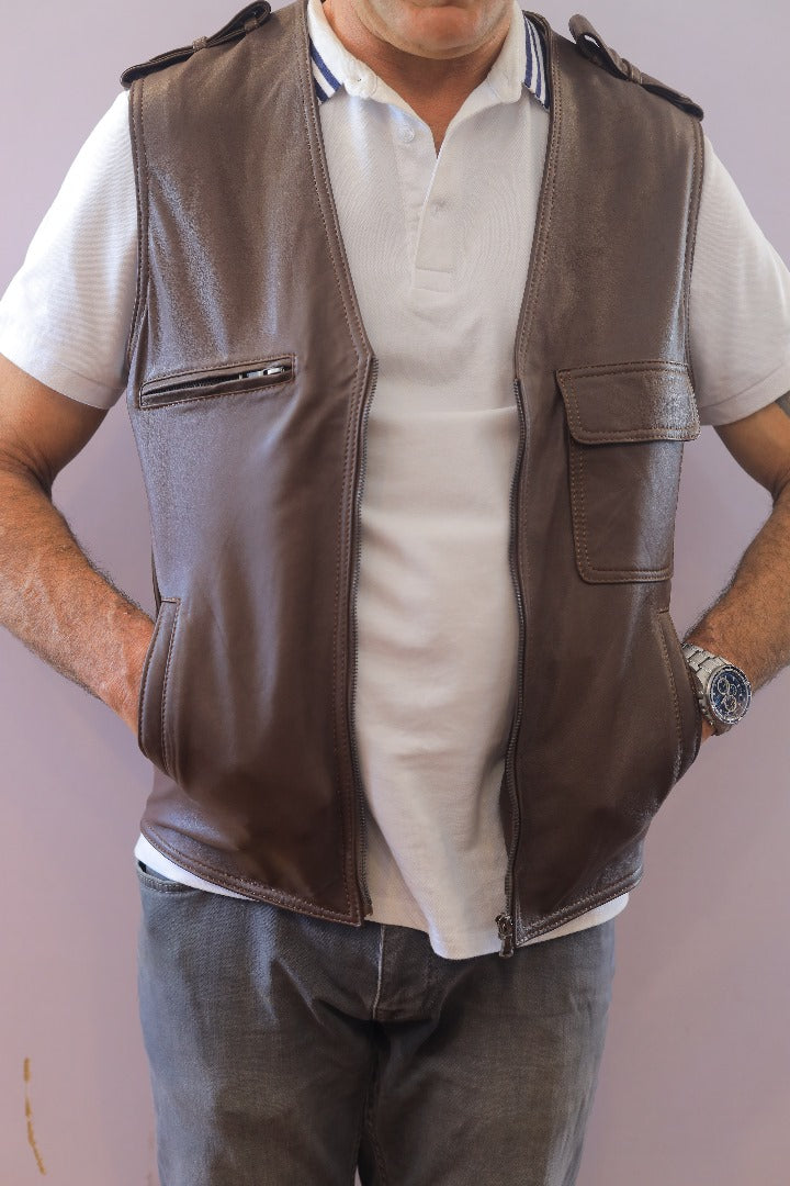 Brown Explorer Leather Vest