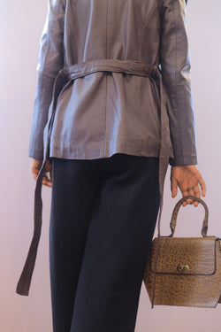 Elegant Brown Leather Blazer