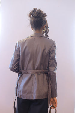 Elegant Brown Leather Blazer