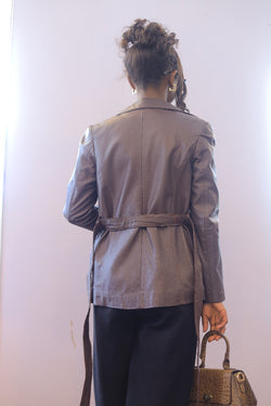 Elegant Brown Leather Blazer