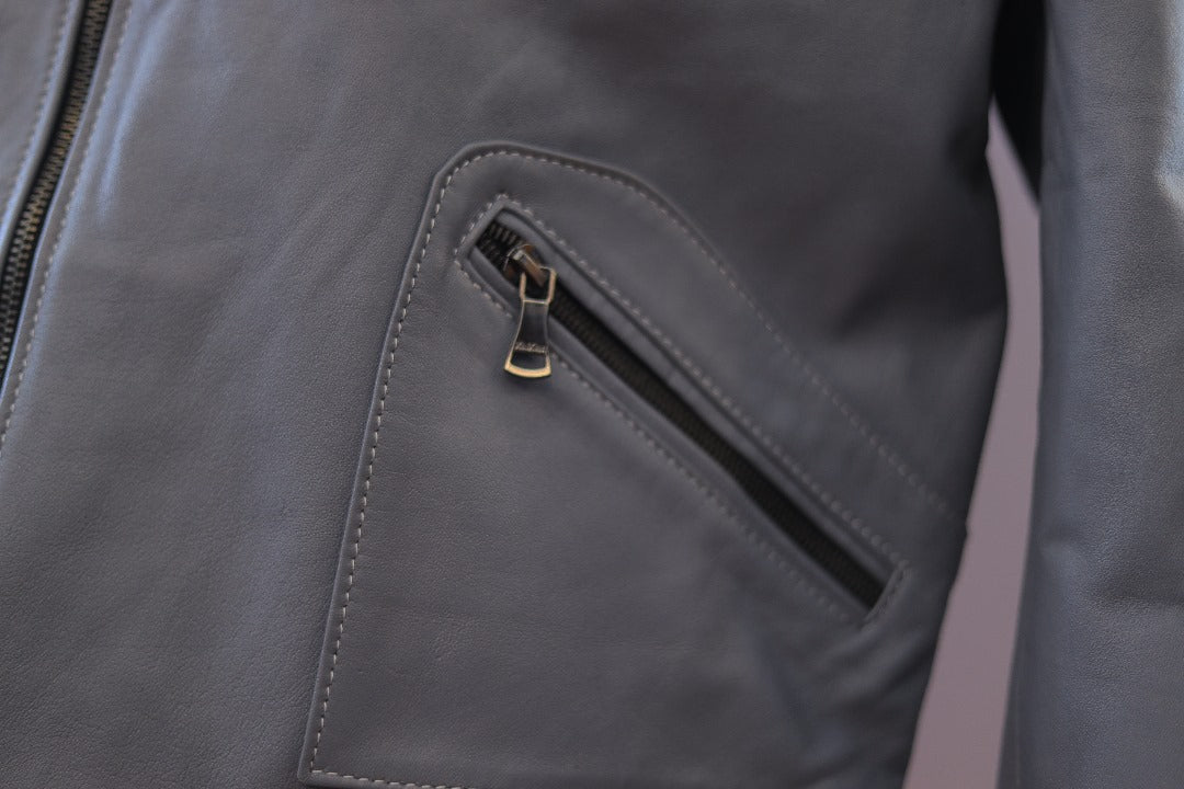 Sleek Blue Minimalist Leather Jacket – Stylish, Versatile, and Modern Design