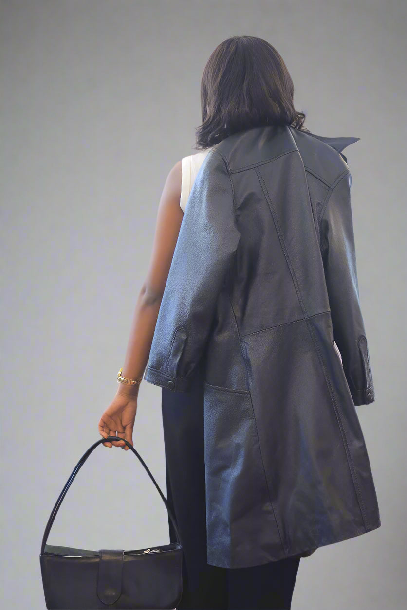 Leather Trench Coat – Premium Brown Leather Trench Coat for Women