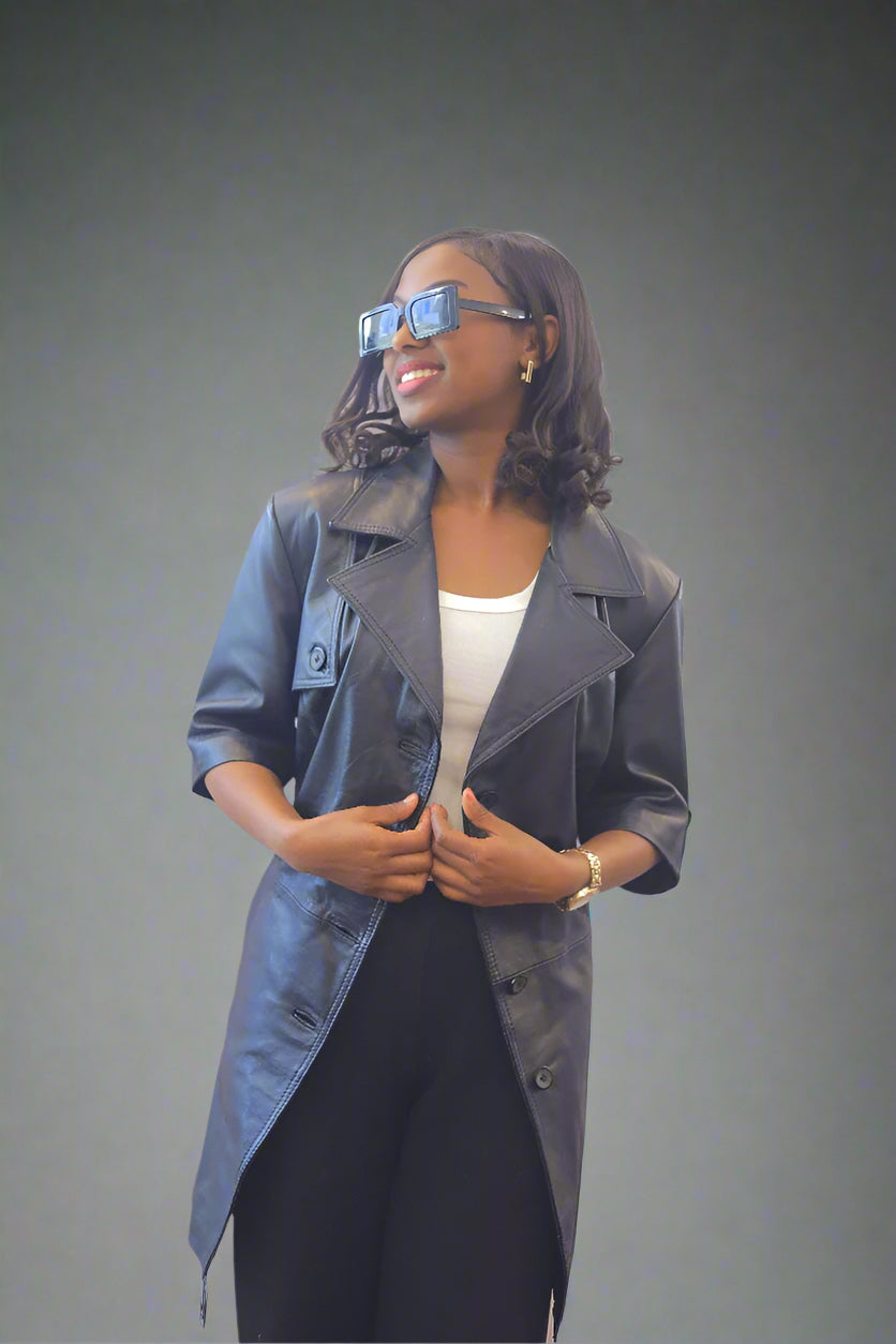 Black Leather Blazer – Timeless Elegance with Structured Fit in Genuine Ethiopian Leather