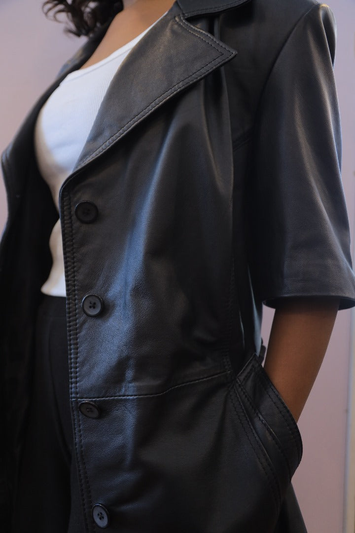Black Leather Blazer – Timeless Elegance with Structured Fit in Genuine Ethiopian Leather