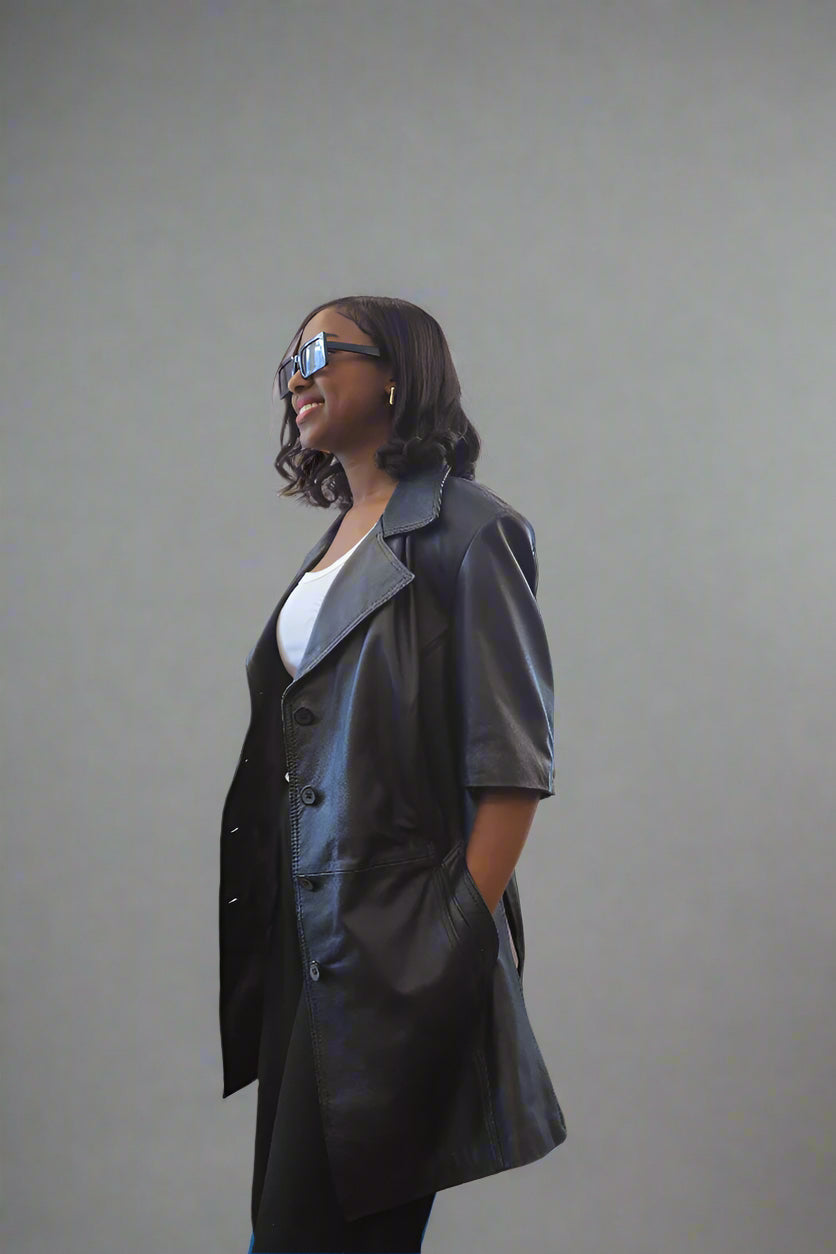 Black Leather Blazer – Timeless Elegance with Structured Fit in Genuine Ethiopian Leather