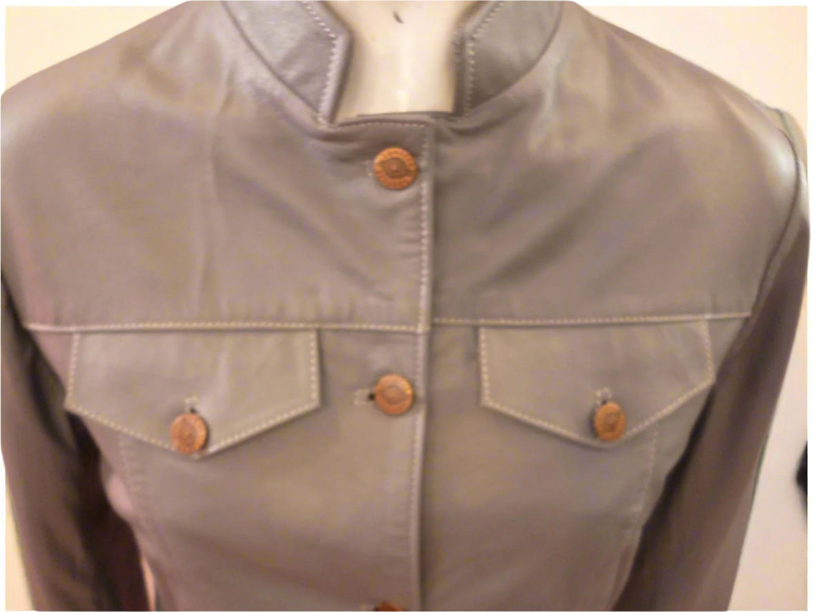 Women's Black Leather Jacket – Elegant Black Jacket with White Thread Stitching